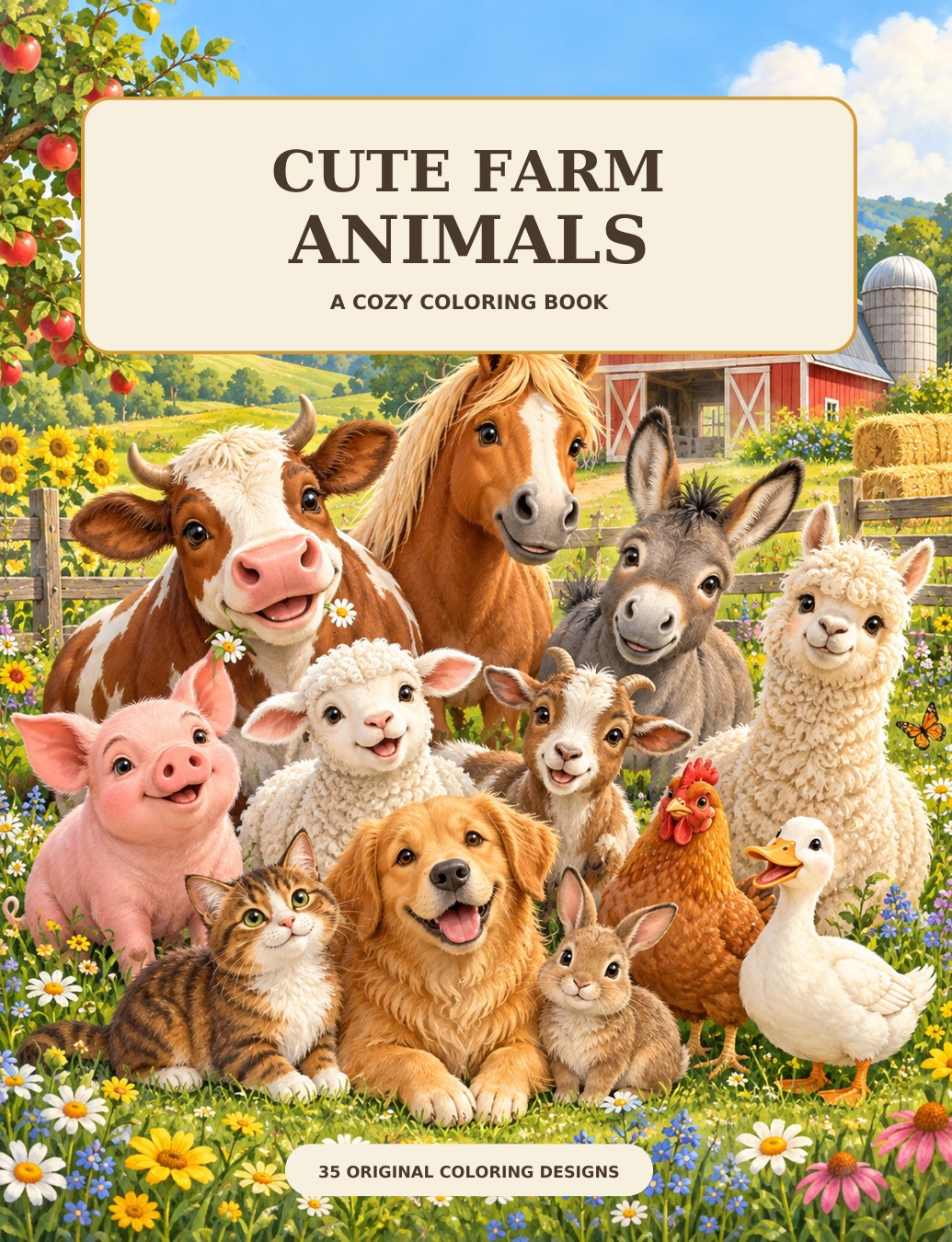 Cute Farm Animals coloring book