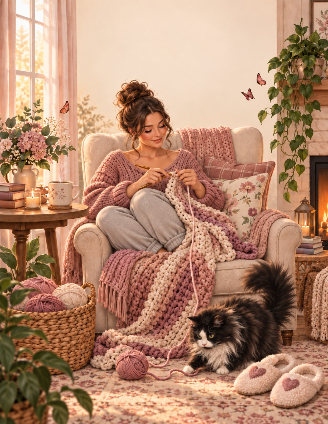 Messy Bun Cozy Days coloring book